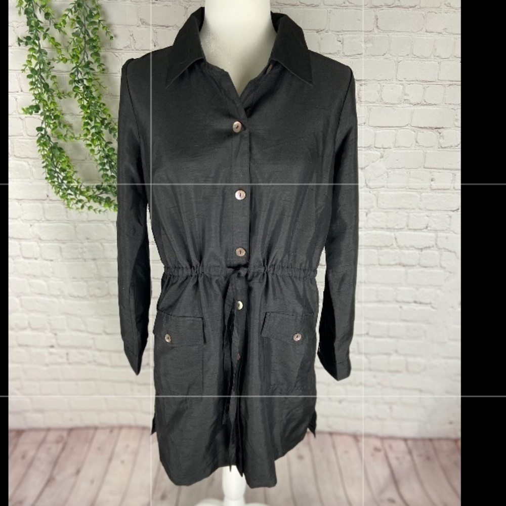 JOAN Rivers Button Down Tunic with Drawstring Waist XS